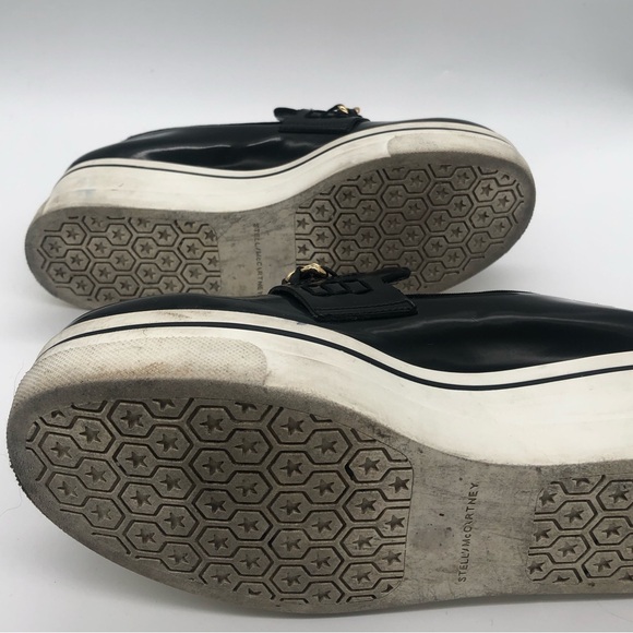 Authentic Stella McCartney Black Gloss Platform Loafers Gold Chain Accent ⛓️🖤💛 - Picture 11 of 16